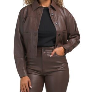 Women's Chocolate Brown Faux Leather Jacket